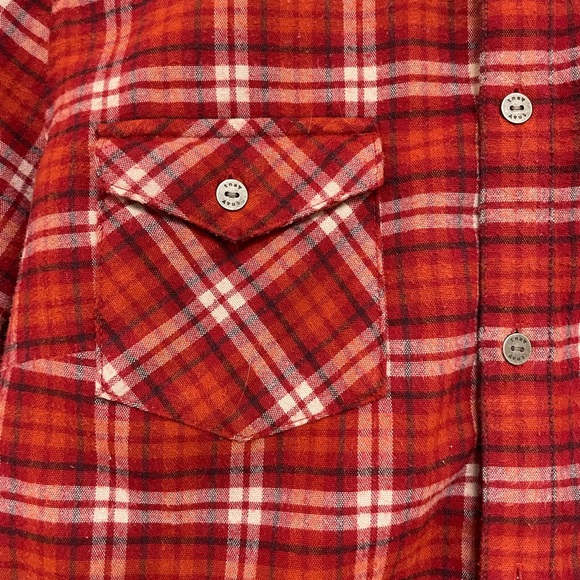 Aritzia Red Flannel Button-Up Shirt - Picture 2 of 4